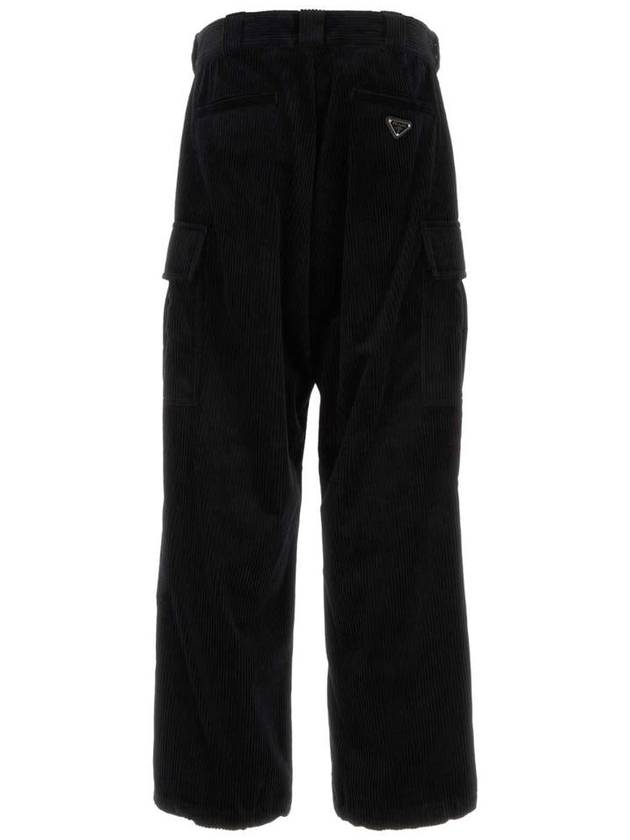 Cargo Pocket Corduroy Straight Pants Black - PRADA - BALAAN 3