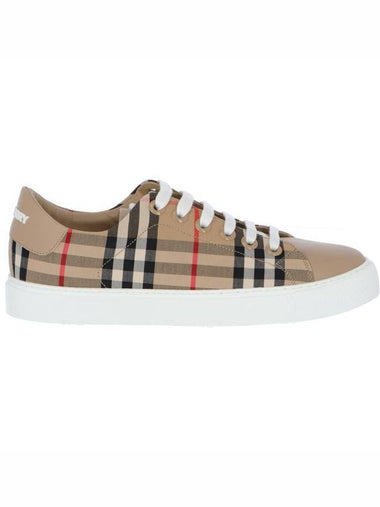 WoMen's Vintage Check Leather Low Top Sneakers Beige - BURBERRY - BALAAN 1