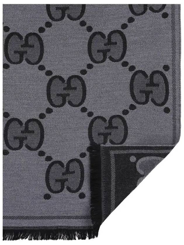 GG Wool Jacquard Scarf Grey - GUCCI - BALAAN 5