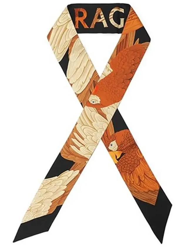 Parrot Print Slik Scarf Black Orange - SALVATORE FERRAGAMO - BALAAN 5