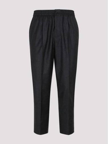 Elasticated Pintuck Straight Pants Charcoal - AMI - BALAAN 1