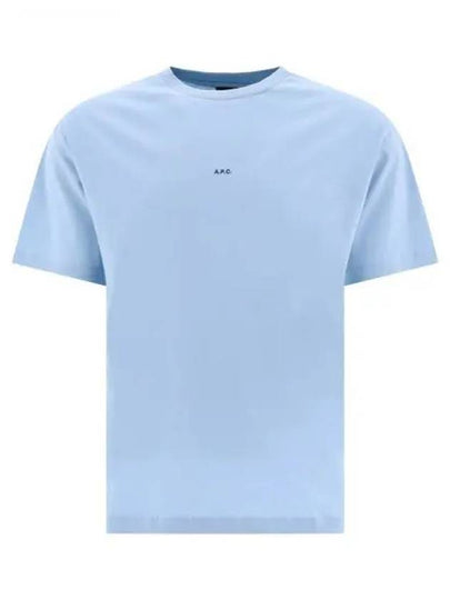 Men's Kyle Logo Print Cotton Jersey Short Sleeve T-Shirt  Light Blue - A.P.C. - BALAAN 2