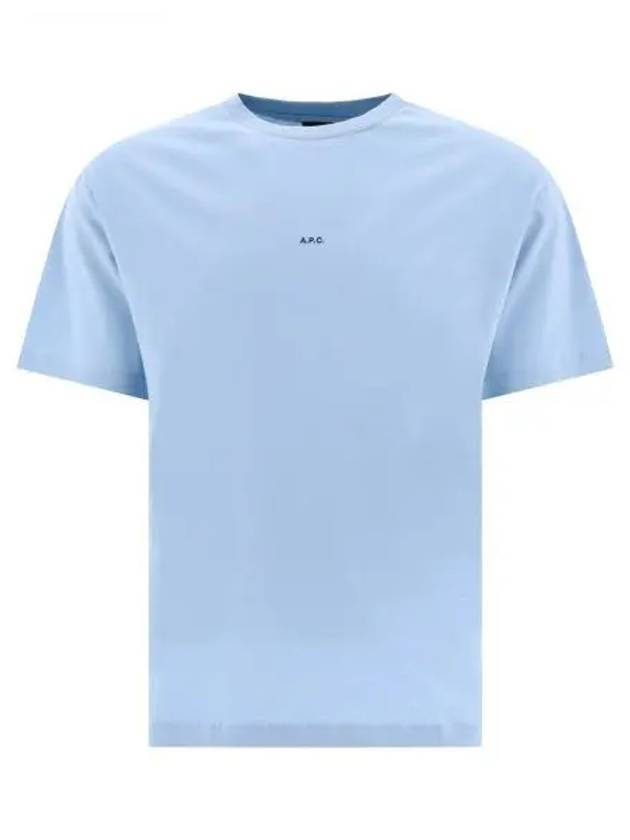 Men's Kyle Logo Print Cotton Jersey Short Sleeve T-Shirt  Light Blue - A.P.C. - BALAAN 2