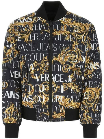 Jeans Logo Couture Reversible Zip-Up Jacket Black - VERSACE - BALAAN 1