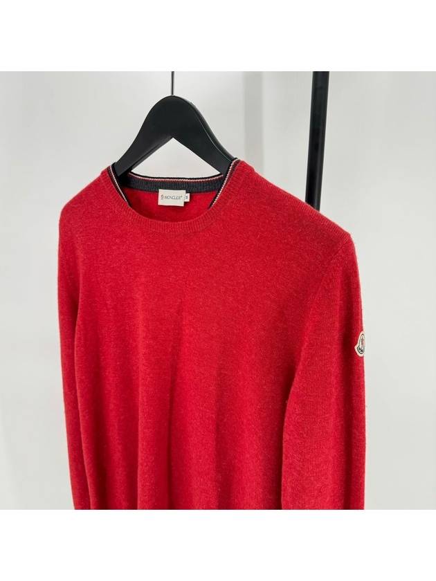 Logo patch long sleeve knit red M size - MONCLER - BALAAN 3