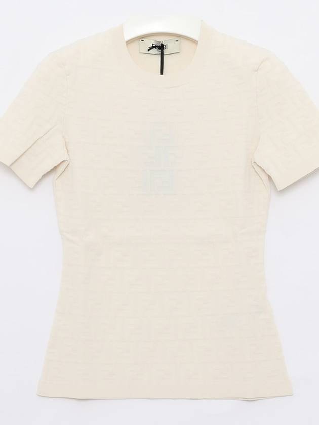 FF Viscose Short Sleeve Knit Top White - FENDI - BALAAN 4