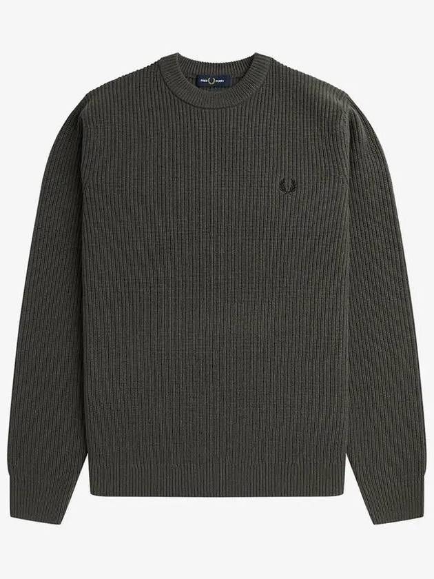 Sharp Textured Lambswool Knit 638 AFPM2336539 Olive - FRED PERRY - BALAAN 1