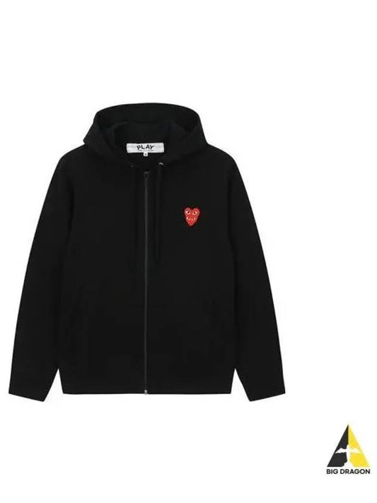 Double heart logo hooded sweatshirt black P1T294 - COMME DES GARCONS - BALAAN 1