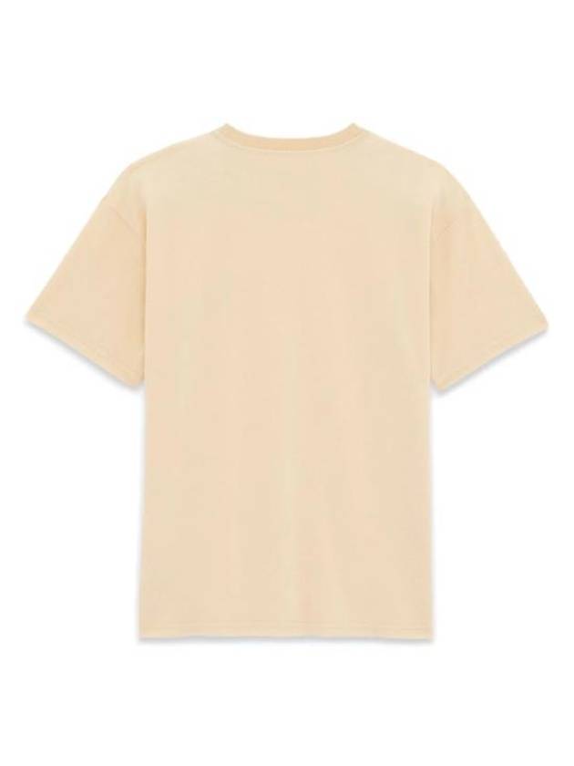 Embroidered Logo Short Sleeve T-Shirt Yellow - SAINT LAURENT - BALAAN 3