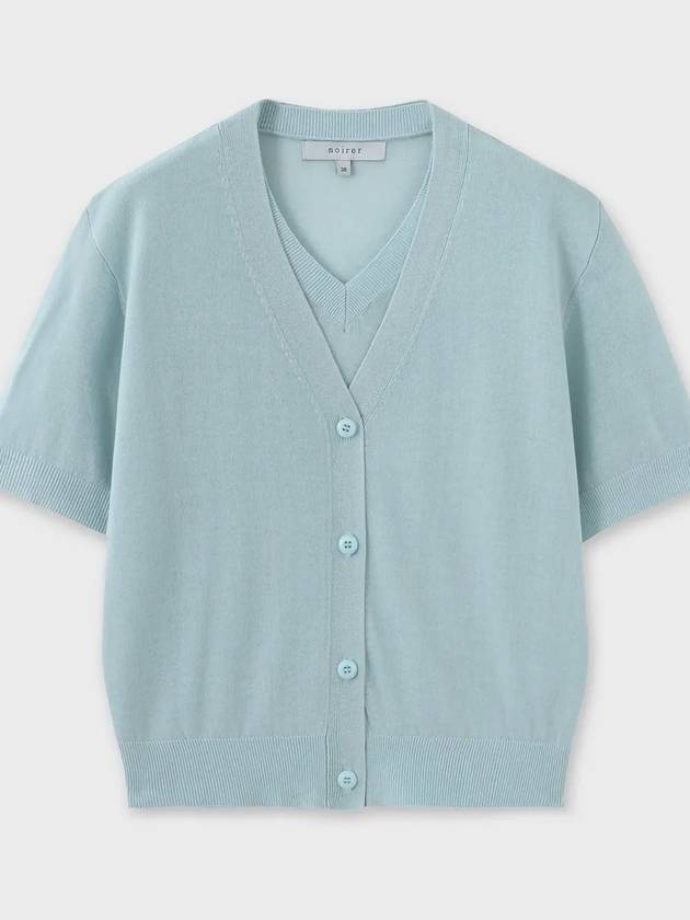 Linen Layered Crop Cardigan Knit Top Sky Blue - NOIRER FOR WOMEN - BALAAN 8