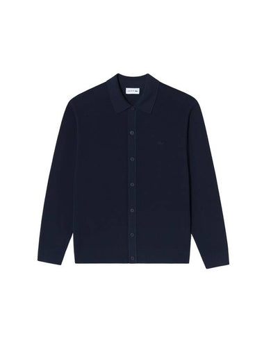 Men's Shirt Collar Cardigan Navy - LACOSTE - BALAAN 1