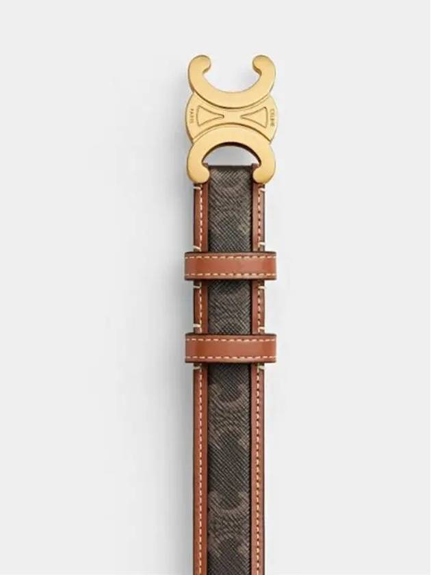 Women's Medium Triomphe Canvas Calfskin Belt Brown - CELINE - BALAAN 4