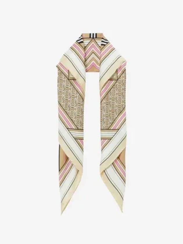 Montage Print Silk Square Scarf Beige Pale Pink - BURBERRY - BALAAN 2