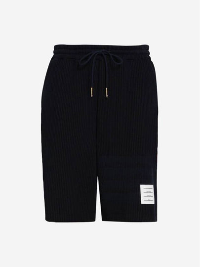 Seersucker Loopback 4-Bar Sweat Shorts Navy - THOM BROWNE - BALAAN 2