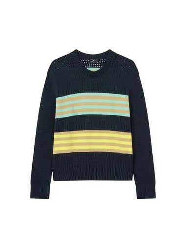 PS Women s Color Matching Striped Net Sweater Navy 271259 - PAUL SMITH - BALAAN 1