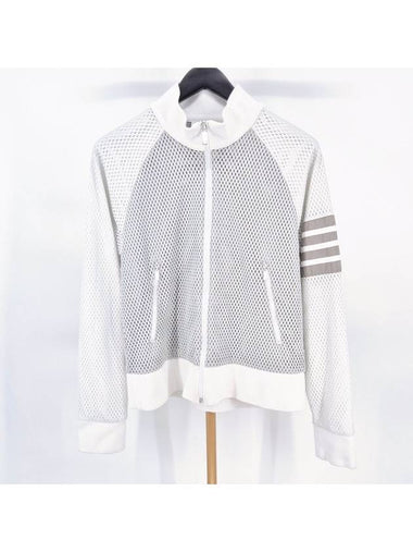 Diagonal armband mesh windbreaker jacket white size 2 - THOM BROWNE - BALAAN 1