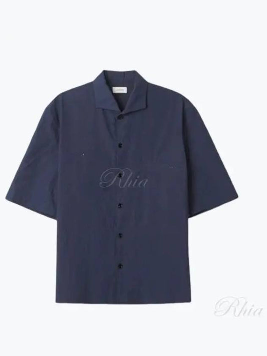 Camp Collar Cotton Short Sleeve Shirt Navy - LEMAIRE - BALAAN 2