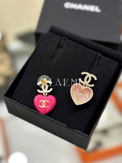 Heart drop CC women s earrings pink champagne gold ABA403b - CHANEL - BALAAN 2