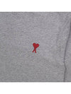 Chain Stitch Heart Logo Long Sleeve T-Shirt Heather Grey - AMI - BALAAN 7