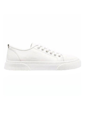 Lace Up Logo Leather Low Top Sneakers White - AMI - BALAAN 1