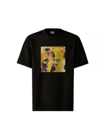 Metropolis Series Mercerized Jersey Graphic Short Sleeve T-Shirt Black - CP COMPANY - BALAAN 1