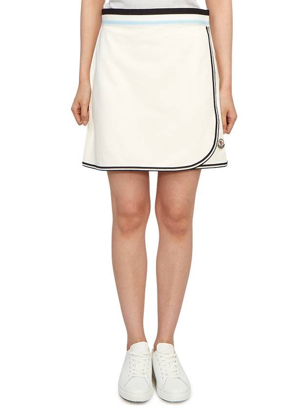 Logo Patch Wrap A-Line Skirt White - MONCLER - BALAAN 2