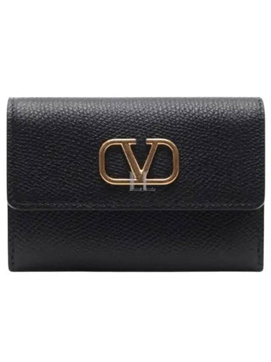 V Logo Signature Card Wallet Black - VALENTINO - BALAAN 1