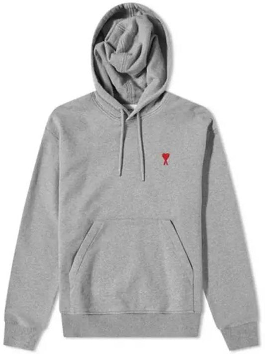 Small Heart Logo Cotton Hoodie Grey - AMI - BALAAN 2