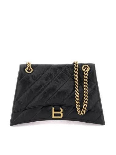 Quilted Crush Medium Chain Shoulder Bag Black - BALENCIAGA - BALAAN 1