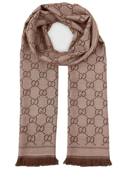 GG Jacquard Pattern Knit Muffler Light Brown - GUCCI - BALAAN 2