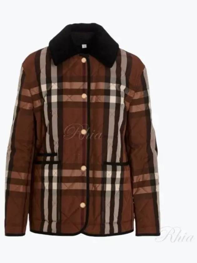 Women's Check Diamond Quilted Jacket Brown - BURBERRY - BALAAN 2