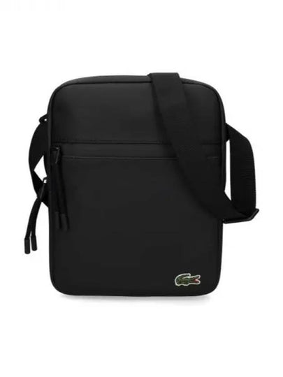 Men's Zippered Petit Pique Medium Cross Bag Black - LACOSTE - BALAAN 2