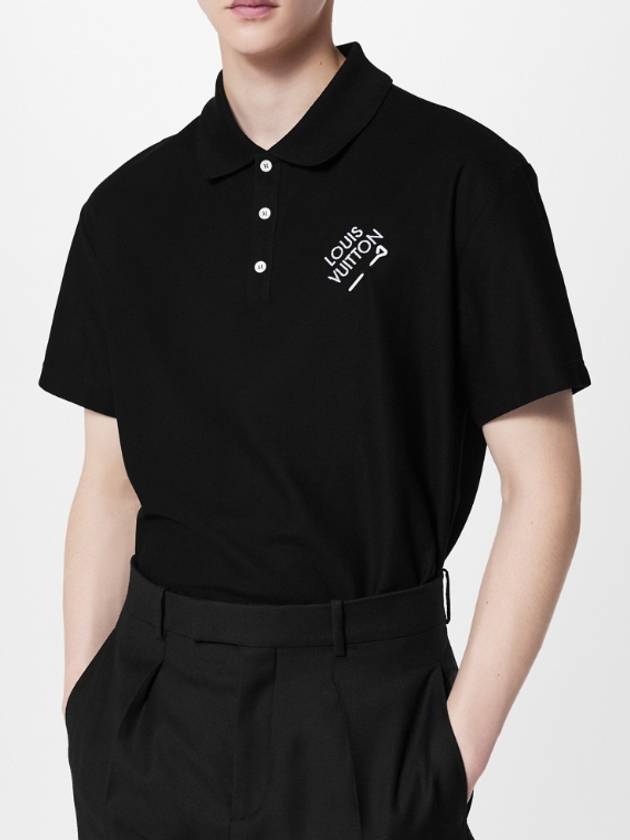 Signature Embroidery Polo Shirt Noir - LOUIS VUITTON - BALAAN 5