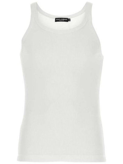 Logo Patch Detail Tank Top Sleeveless White - DOLCE&GABBANA - BALAAN 2