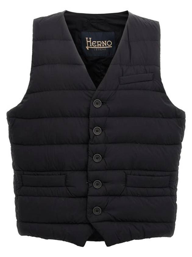 V-neck Down Vest Black - HERNO - BALAAN 1