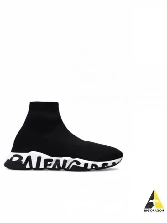 Men's Speedrunner Graffiti Logo High Top Sneakers Black - BALENCIAGA - BALAAN 2