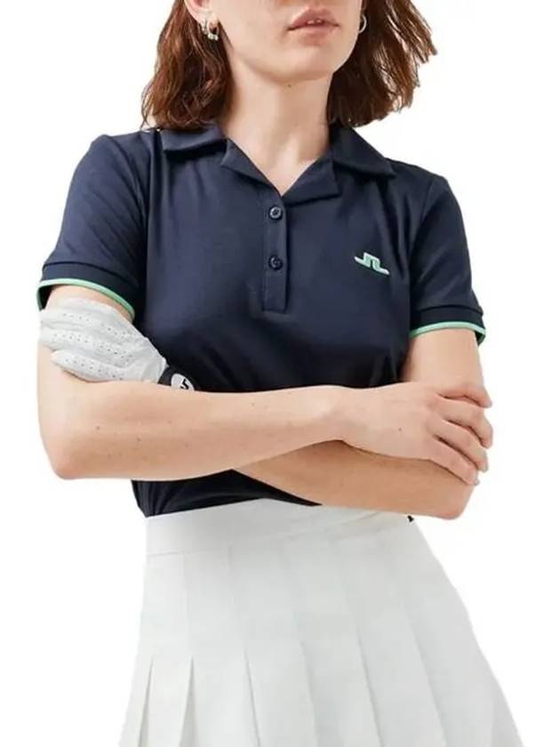 Women's Solange Logo Golf Short Sleeve T-Shirt Navy - J.LINDEBERG - BALAAN 4