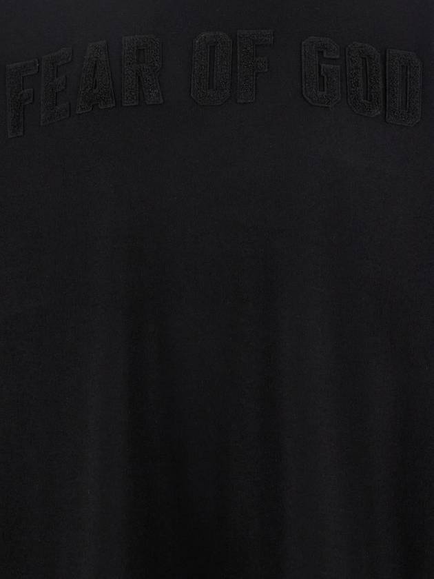 Black Crewneck T-Shirt With Maxi Tonal Logo Patch On The Front In Cotton Man - FEAR OF GOD - BALAAN 3