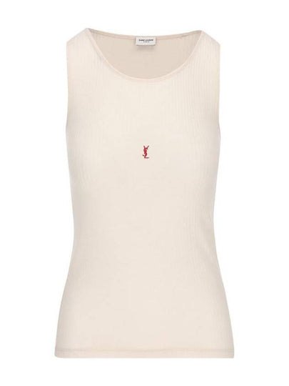 Cassandre Embroidered Logo Wool Sleeveless White - SAINT LAURENT - BALAAN 2