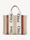 Woody Small Canvas Tote Bag White Brown Beige - CHLOE - BALAAN 2