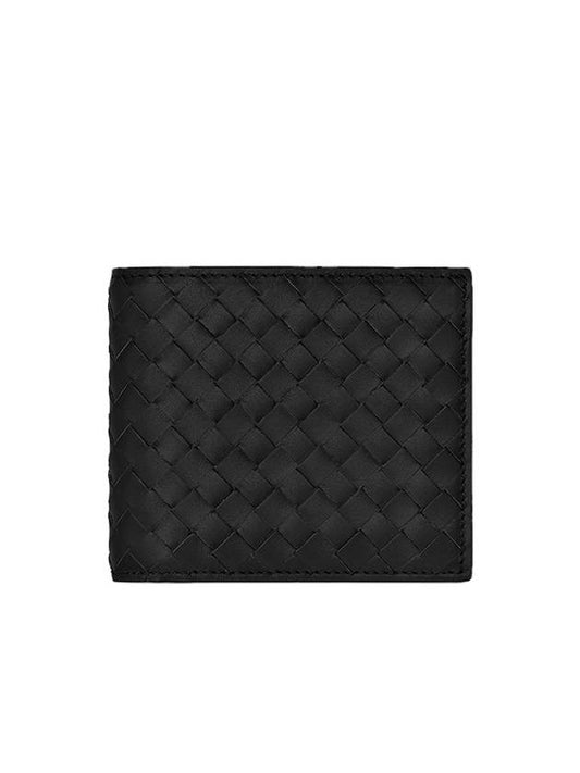 Intreciato Weaving Half Wallet Black - BOTTEGA VENETA - BALAAN