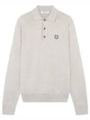 Fox Head Patch Long Sleeve Polo Shirt Light Grey Melange - MAISON KITSUNE - BALAAN 2