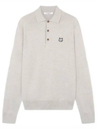 Fox Head Patch Long Sleeve Polo Shirt Light Grey Melange - MAISON KITSUNE - BALAAN 2