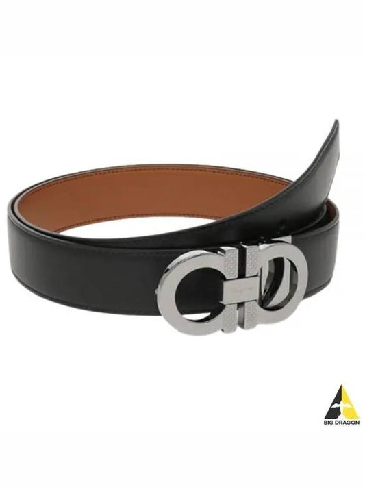 Reversible Leather Belt Black - SALVATORE FERRAGAMO - BALAAN 2