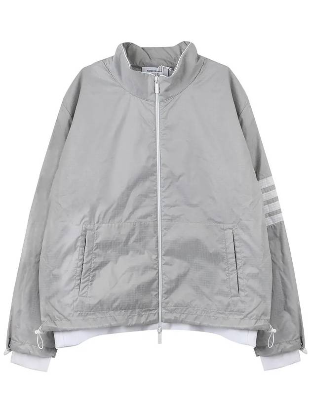 4 Bar Stripe Ripstop Zip-up Jacket Grey - THOM BROWNE - BALAAN 7