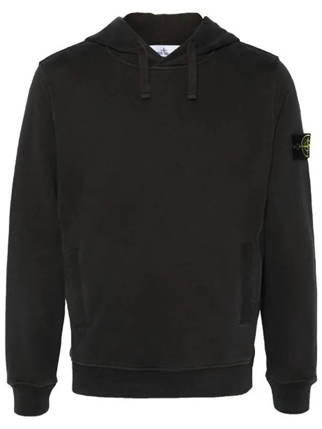 Wappen Patch Brushed Cotton Fleece Hoodie Lead Grey - STONE ISLAND - BALAAN 3