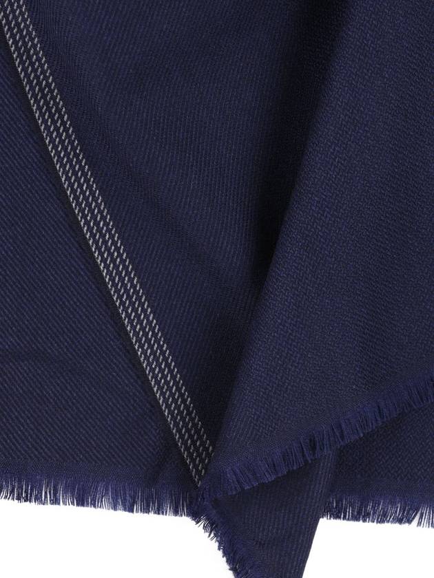 Wool Fringe Scarf Blue - BRUNELLO CUCINELLI - BALAAN 3