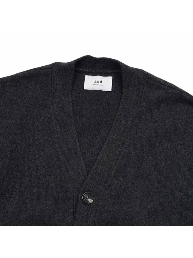 Wool Cashmere Cardigan Grey - AMI - BALAAN 4