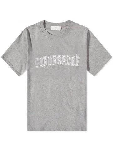 Coeur Sacre Crew Neck Cotton Short Sleeve T-Shirt Heather Grey - AMI - BALAAN 1