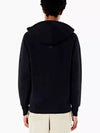 Men's Heart Embroidered Logo Zip-Up Hoodie Black - AMI - BALAAN 4